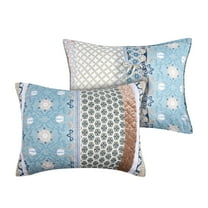 Benjara Ello 36 Inch Quilted King Size Pillow Sham, Bohemian Print Blue and White