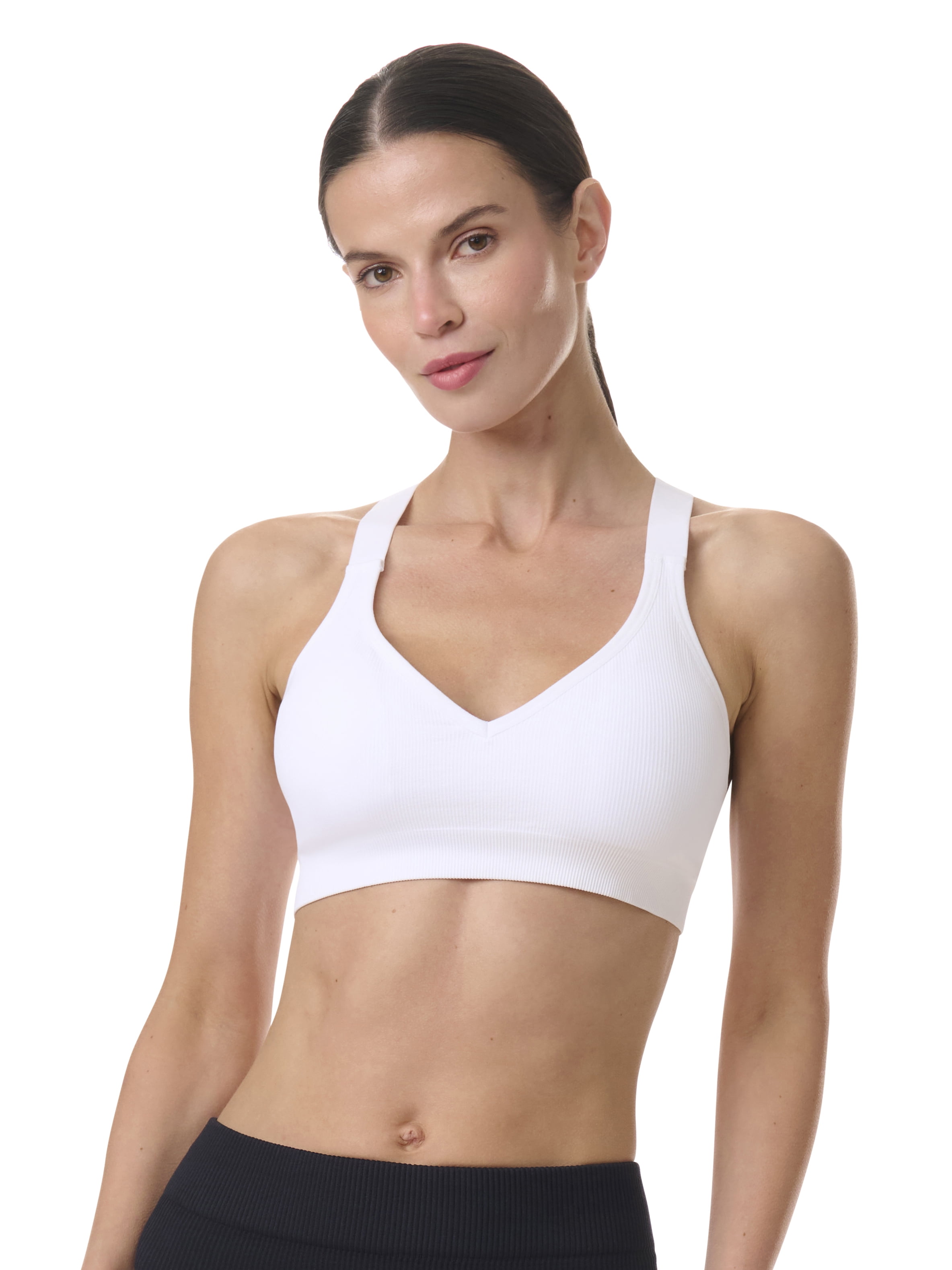 Avia Women's Seamless Rib Plunge Sports Bra, Sizes XS-XXXL