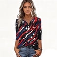 thumbnail image 4 of Women's America 250 Usa Shirt 3/4 Sleeve Tops for Women 250 Anniversary Usa Flag Print Button Down V Neck Patriotic Tees for Celebrate 250th Anniversary Of America, 4 of 4