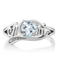 thumbnail image 2 of Gem Stone King 925 Sterling Silver Sky Blue Aquamarine MOM Ring for Women (0.68 Cttw, Heart Shape 6MM, Gemstone Birthstone, Available in Size 5, 6, 7, 8, 9), 2 of 4