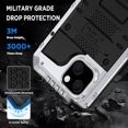 thumbnail image 4 of REJODA-for iPhone 14 Case Waterproof, Metal Heavy Duty with Built-in Screen Protector, Military Grade Shockproof Full Body Protective Defender Rugged Case 6.1 Inch, Silver, 4 of 4