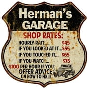 Herman's Garage Shop Rates Sign Gift 8x12 Metal Sign 211110019186