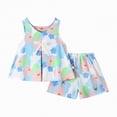 thumbnail image 4 of kpoplk Infant Toddler Baby Girl Summer Clothes Floral Ruffle Sleeve Shirt Dress Tops and Bloomers Shorts Set Cute Outfits Size 5-6 Years,Blue, 4 of 4