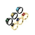 thumbnail image 2 of PAURO Men's Stainless Steel Vintage Simple Square Light Blue Stone Ring with Gold Plated Side, for Wedding Statement Size 13, 2 of 3