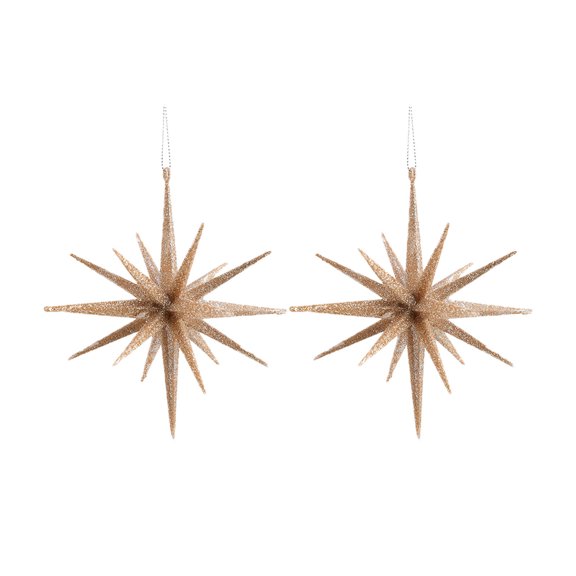 Christmas Glitter 3D Star Ornament – Hanging Sequin Star Decoration for Tree, Fireplace, or Window – Acrylic Pendant Holiday Decor in White or Gold