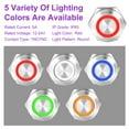 thumbnail image 3 of 2Pcs 19mm Push Button Switch, IP65 1NO1NC 12-24V 5A Momentary Latching Push Button Starter Light on Off Switch Self-reset with Red Light Round, Stainless Steel Flat Head Silver, 3 of 7