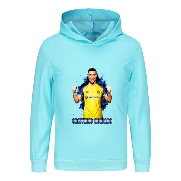 Kids Long Sleeve Hoodie – CR7 Soccer Sweatshirt with Ronaldo Design, Boys and Girls Pullover Top