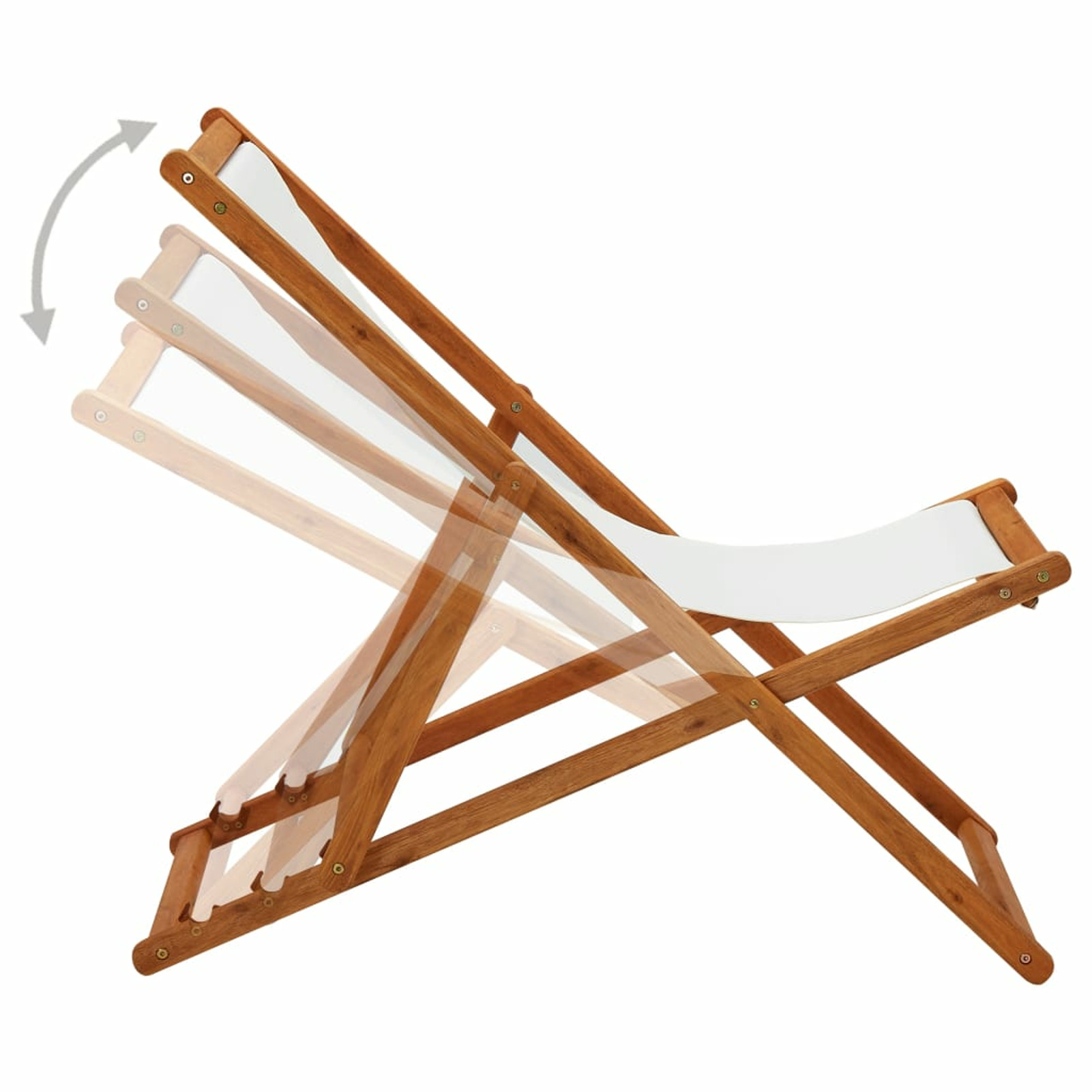 Suzicca Folding Beach Chair Eucalyptus Wood and Fabric White - image 2 of 6
