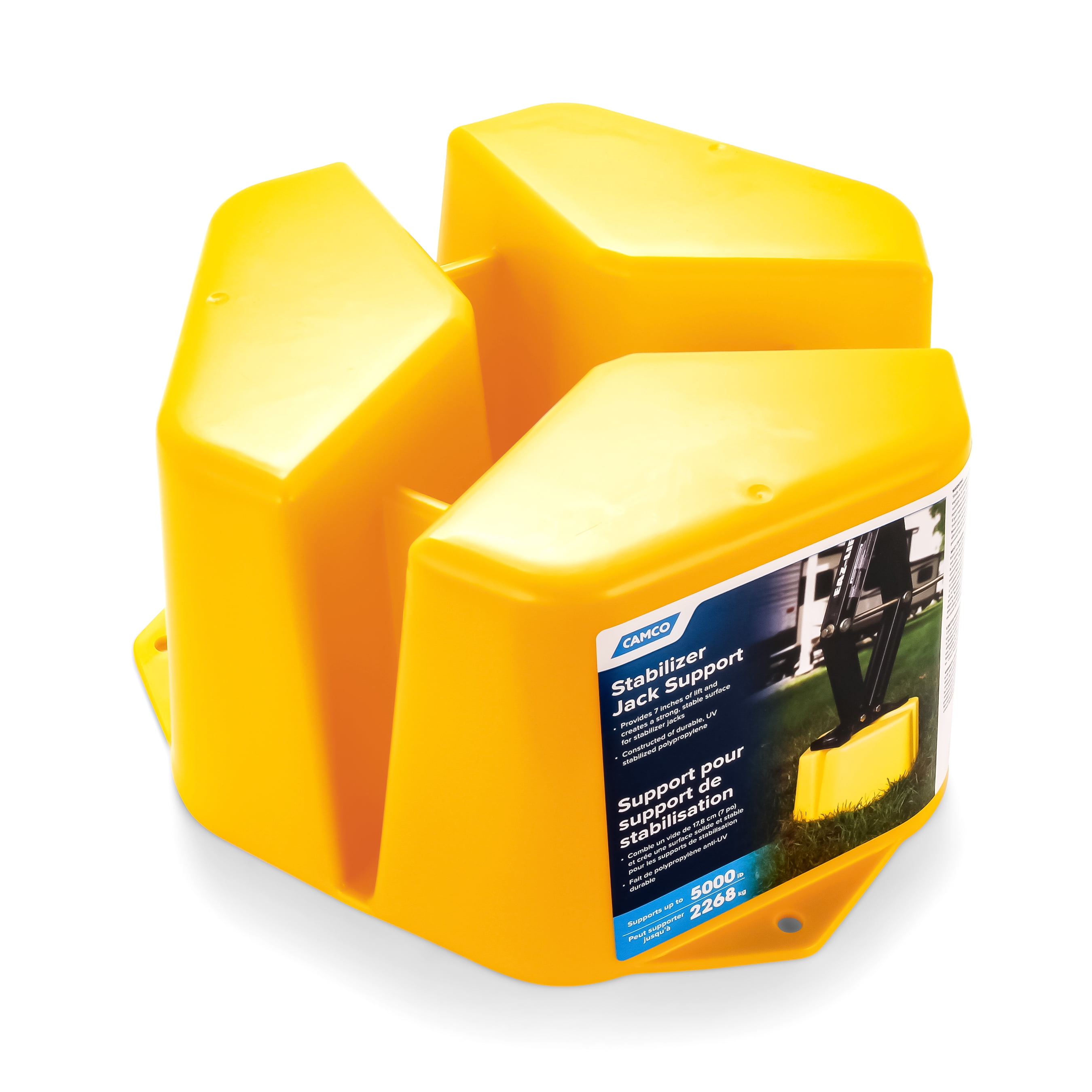 (2 pack) Camco Stabilizer Jack Support - 7-inches of Lift - Yellow, UV-Stabilized Polypropylene (44424)
