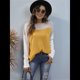 thumbnail image 5 of Suéter Oversize con Bloques de Color para Mujer: Cuello Redondo, Punto Acanalado, Hombros Caídos, Larga Amarillo XL, 5 of 10