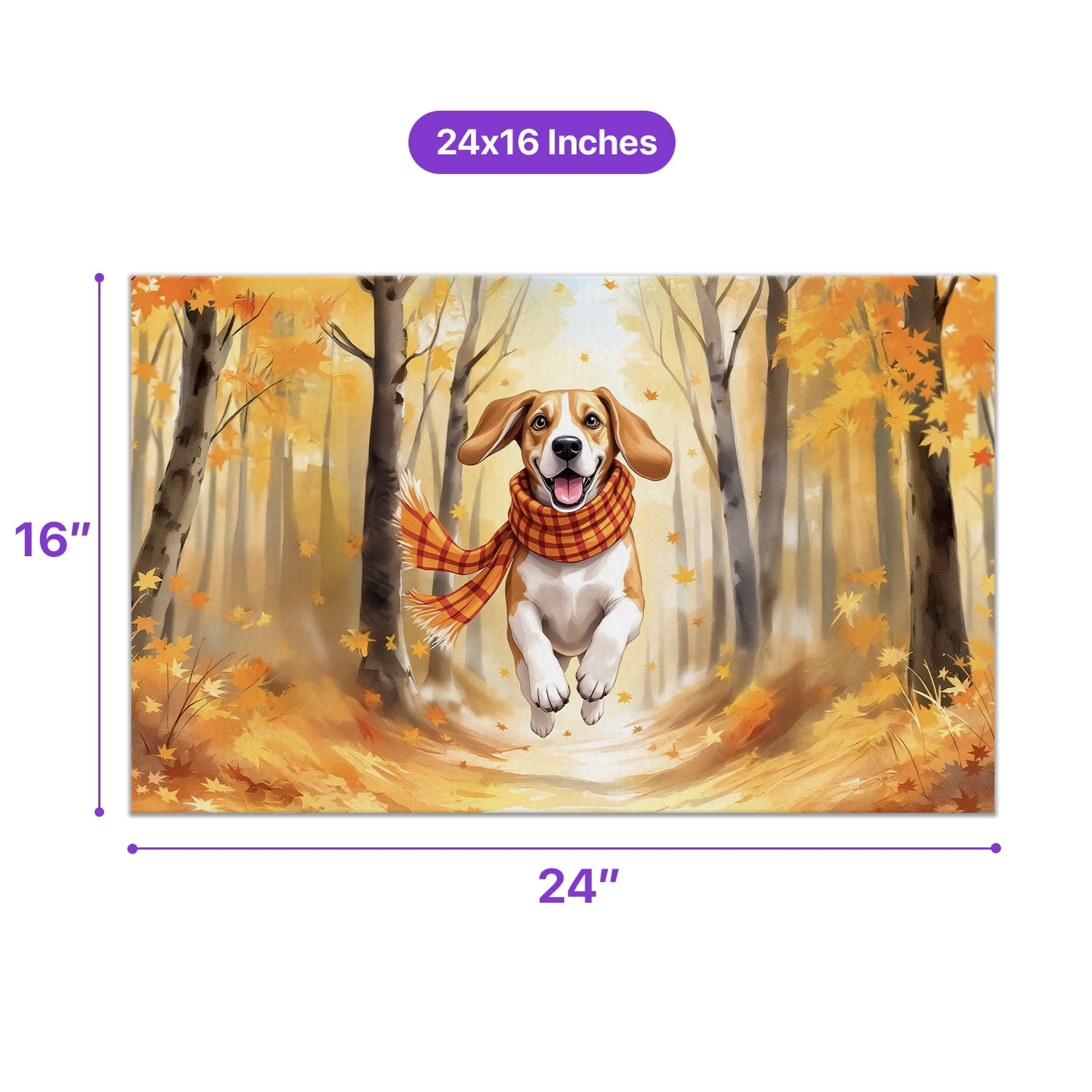 Welcome Fall Beagle Strolling Through the Autumn Maple Forest Doormat Beagles Dog Lover Gifts Idea Indoor Outdoor Welcome Mat - 12012