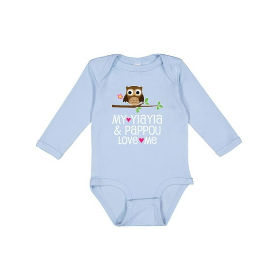 Inktastic Yiayia and Pappou Granddaughter Owl Girls Long Sleeve Baby Bodysuit