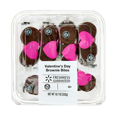 Valentine's Day Brownie Bites 14 Count with Fudgy Texture, Bakery Fresh