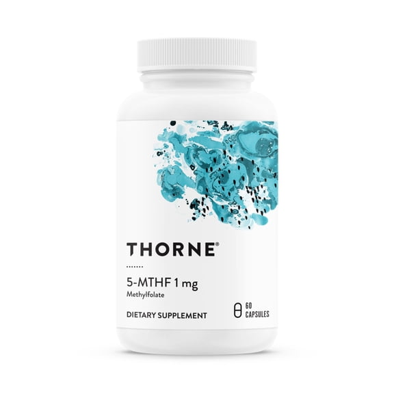 THORNE - 5-MTHF - Methylfolate (Active B9 Folate) Supplement - Supports Cardiovascular Health, Fetal Development, Nerve Health, Methylation, and Homocysteine Levels* - 60 Capsules - 5-MTHF 1mg