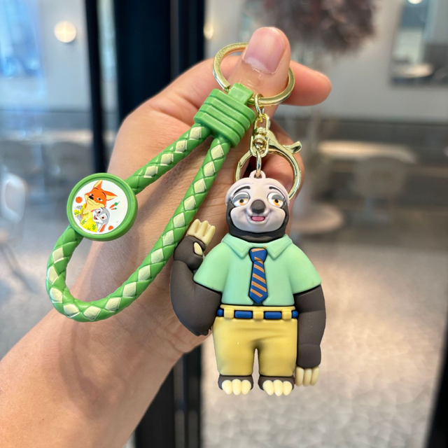 WJCA Zootopia Cute Fox & Bunny Character Keychain Set - Stylish Resin Charm with Wrist Strap, Backpack & Purse Accessory Gift