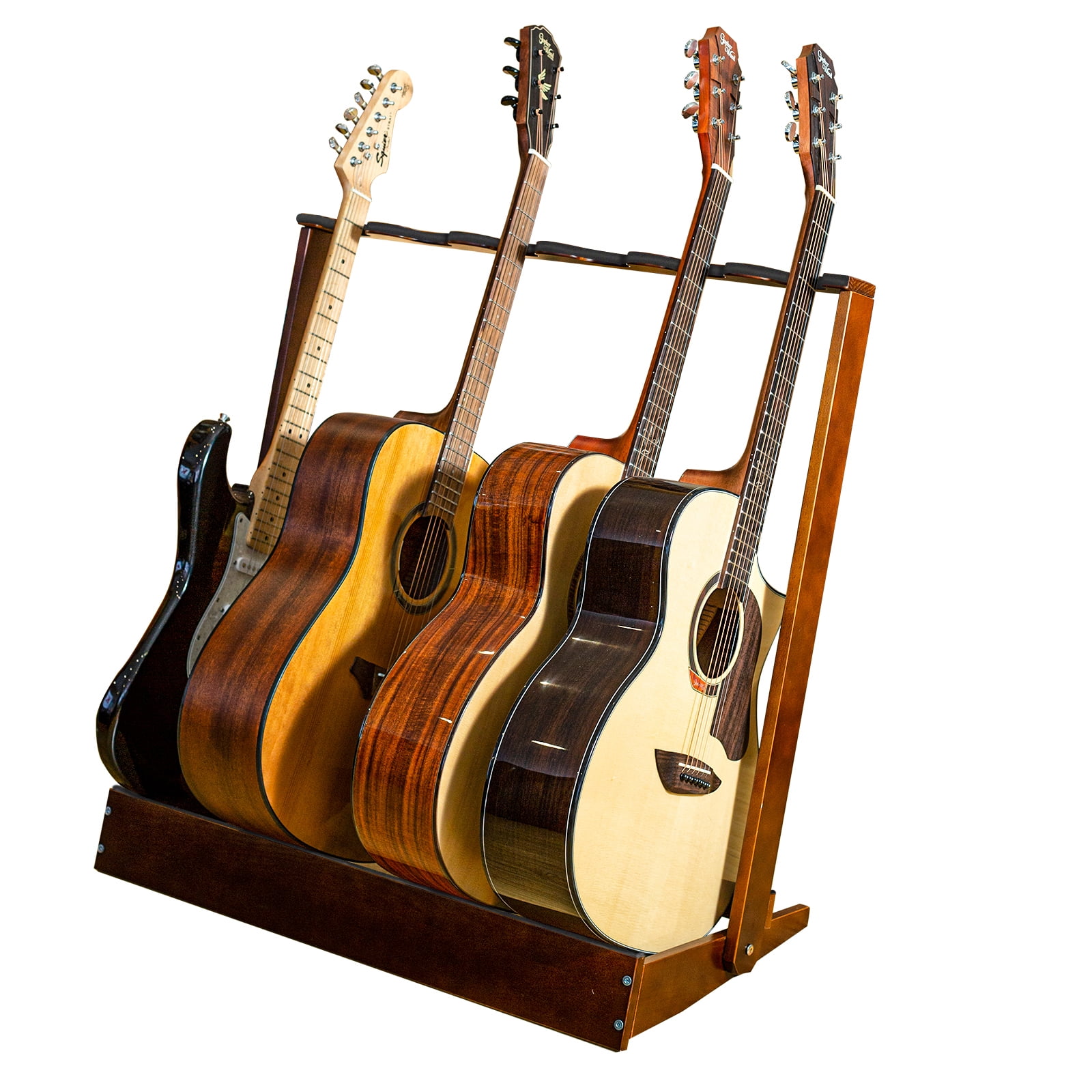 Guitar Rack for Multiple Guitars, Hardwood Guitar Stand Folding Guitar Floor Rack, Soft Padded