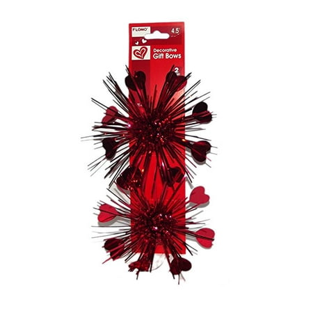 - Valentine Decorative Hearts Red Gift Bow-2 pack