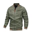 thumbnail image 4 of xiaxaixu Men's Fall Lightweight Bomber Jacket Stripe Print Long Sleeve Stand Collar Zip Up Fitted Coat, 4 of 5
