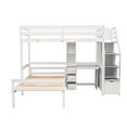 thumbnail image 6 of Euroco Wood Twin Bunk Loft Bed with Desk, Drawers and Shelf for Kids Teens, White, 6 of 17