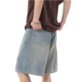 thumbnail image 4 of Mens Jorts Y2k Baggy Vintage Grunge Jean Shorts Knee Length Relaxed Fit Denim Shorts (Blue L), 4 of 4
