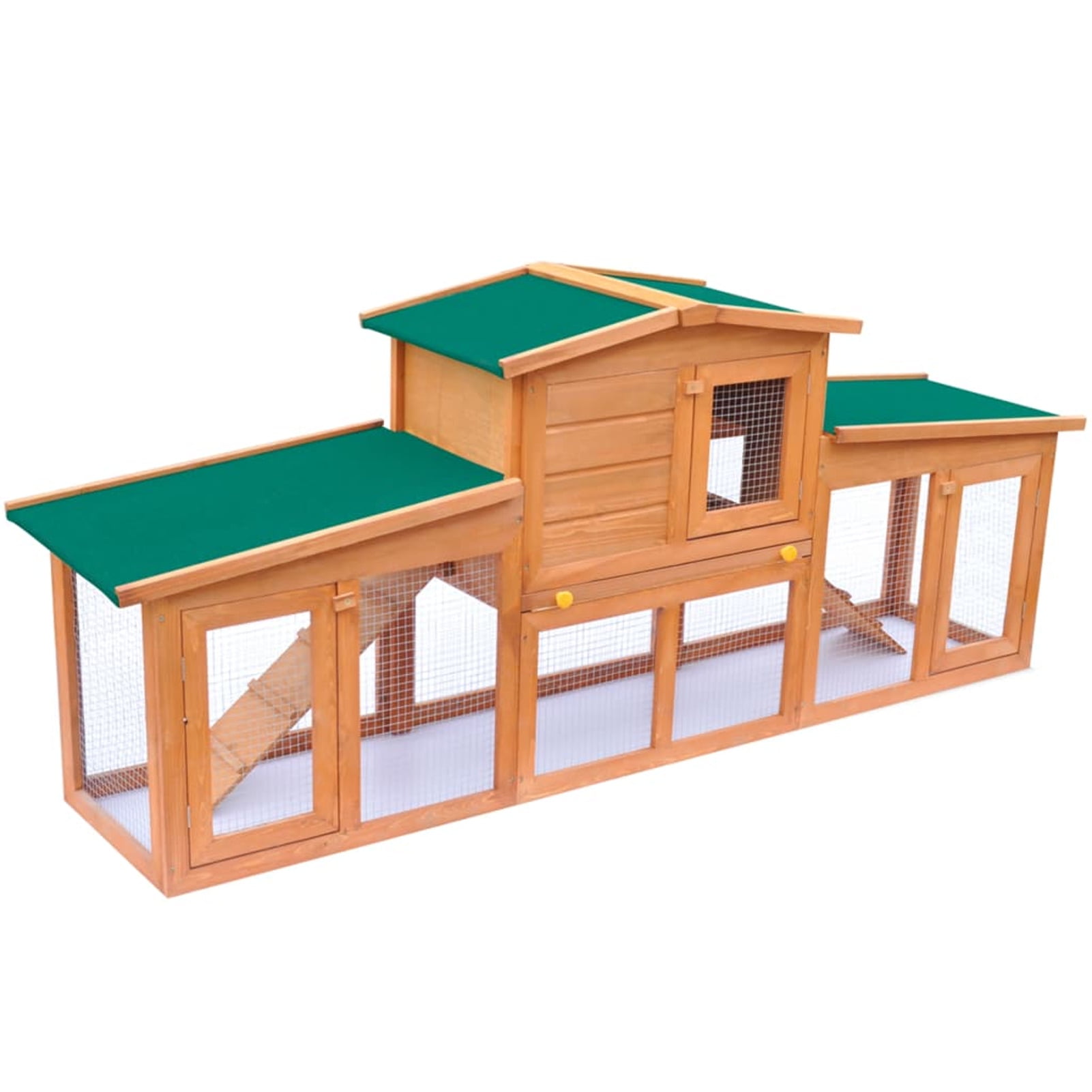 Dcenta Large Hutch Small Animal House Pet Cage with 2 Runs Wood