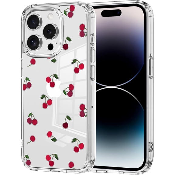 for iPhone 16 Pro Max Case Cute Cherry Clear Phone Case, Crystal Slim Fruit Case for iPhone 16 Pro Max Phone, Not Yellowing Transparent Shockproof Protective Phone Cover