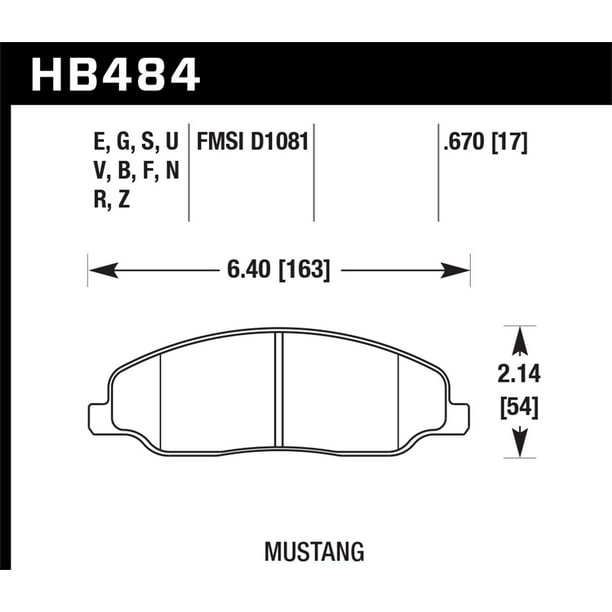 Hawk Performance HB484Z.670 Plaquette de Frein à Disque en Céramique pour Mustang
