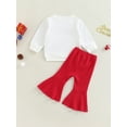 thumbnail image 5 of Toddler Baby Girl Christmas Outfit 6M 9M 12M 2Y 3Y 4Y  Crewneck Sweatshirt and Bell Bottoms Pants Fall Winter Clothes Set, 5 of 10