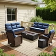 thumbnail image 2 of Opohoro 8-Piece Outdoor Conversation Set with 43" Fire Pit Table, Patio Fire Pit Set with Propane Tank Cover, Swivel Rocker Chairs and End Tables for Deck Backyard, 2 of 19