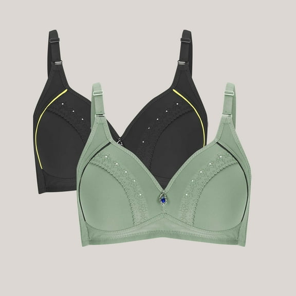 EOYWHK Wireless Bras for Women Embroidered Glossy Comfortable Breathable Bra Underwear No Rims Two Piece Set