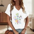 thumbnail image 2 of XIAOCHA Women's V Neck Graphic T-Shirt For Casual Spring And Summer Everyday Wear, 2 of 4