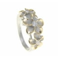thumbnail image 2 of Sterling silver 925 Hawaiian 3 plumeria flower cz ring rhodium and yellow gold plated size 7.5, 2 of 5