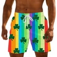 thumbnail image 2 of Lorytime St. Patricks Day Men Swim Trunks Patterns Plaid Green Swimwear Elastic Waist Vacation Board Short Beach Shorts, 2 of 6