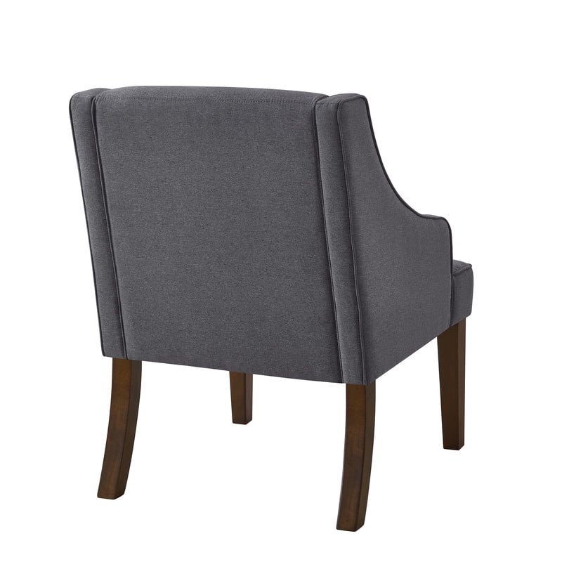 Mid Century Modern Accent Chair, Upholstered Fabric Armchair with Solid Wood Legs, Comfy Lounge Reading Chair for Living Room, Bedroom, Office, Dark Gray
