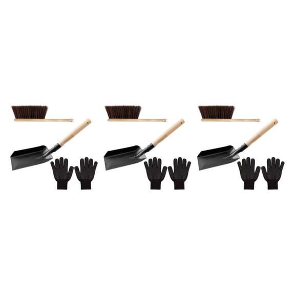 Matsuzay Fireplace Tools Hearth Brush Set Gloves for Wood Burner Firepit Type1 NO1