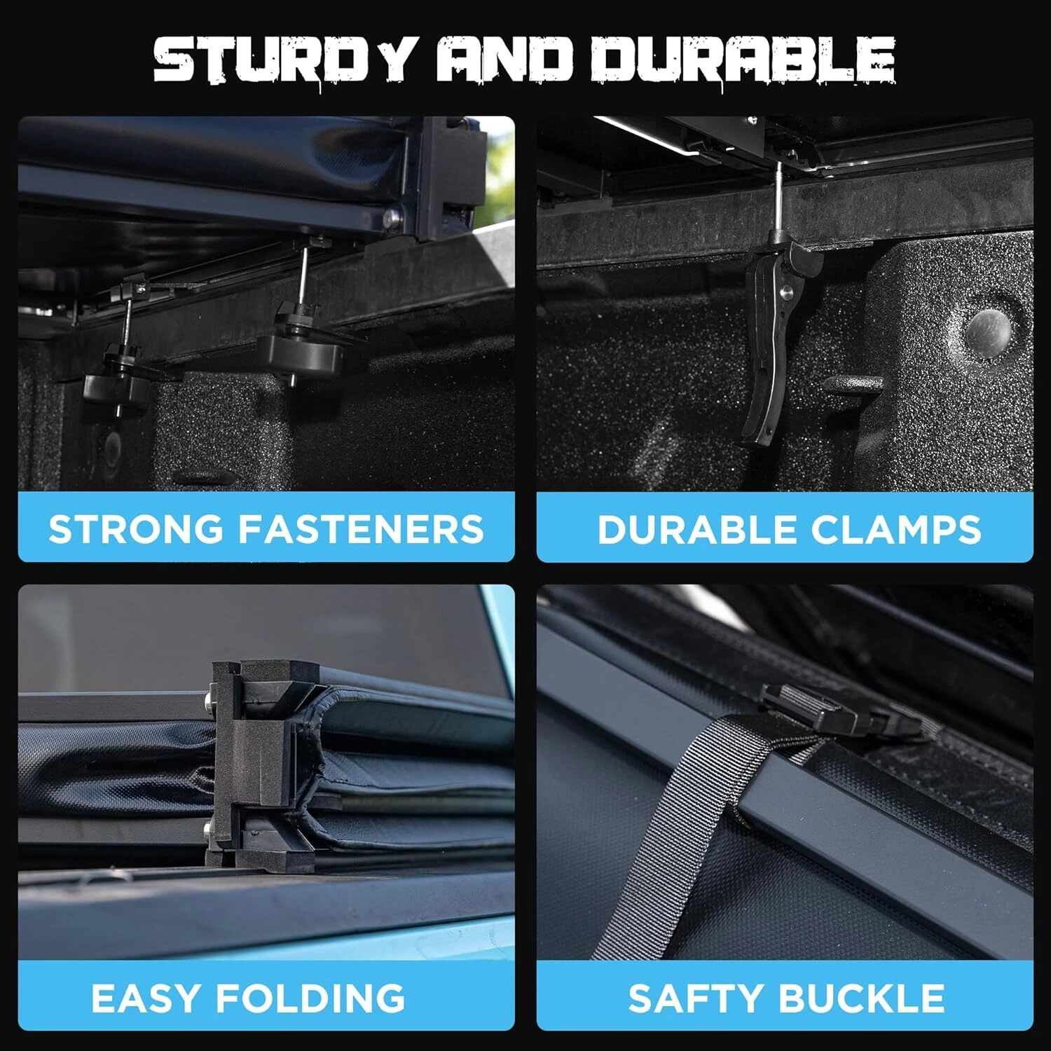 WHALEMOTOR Soft Tri Fold Tonneau Cover Compatible with 2016-2026 Toyota Tacoma 5ft Bed (60.5"), Vinly Top Alloy Steel Structure