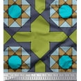 thumbnail image 1 of Soimoi Green Cotton Poplin Fabric Geometrical Star Geometric Print Fabric by the Yard 56 Inch Wide, 1 of 3