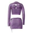 thumbnail image 5 of Jinhomg Womens Knit Dress Sets Trendy Tie Front Long Sleeve Crop Tops with Slim Fit Bodycon Mini Skirt 2 Piece Sweater Skirts Outfits Set Purple M, 5 of 6
