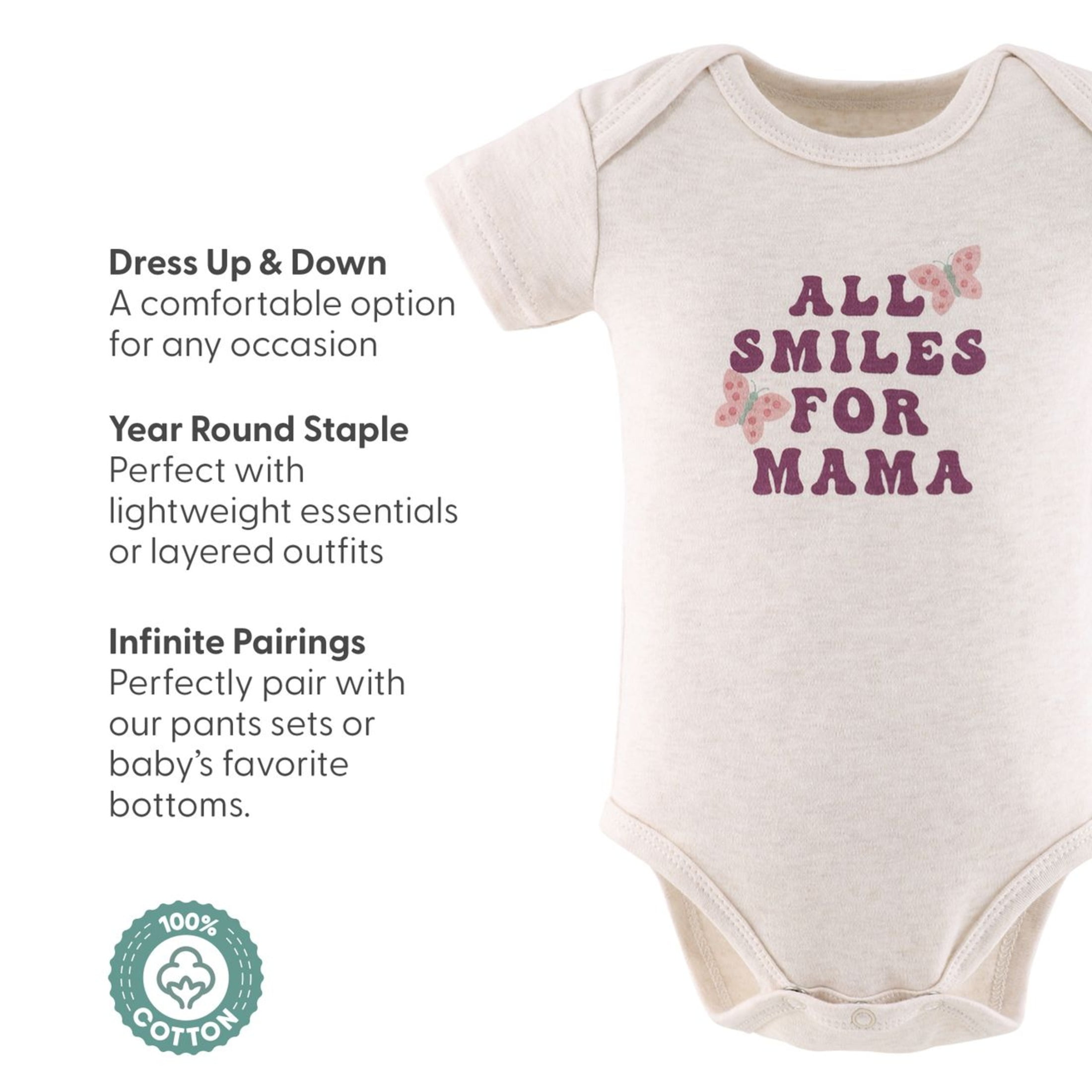 The Peanutshell Baby Girl Bodysuits, 7-Pack, Rainbow Safari