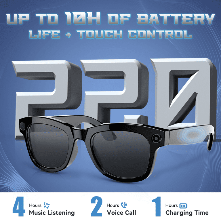 AI Translation Smart Glasses, 1200W Ultra-Wide Angle Camera Smart