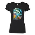 thumbnail image 2 of Pair of Dolphins Swimming in Ocean Animal Lover Womens Slim Fit Junior Tee, Black, Small, 2 of 3
