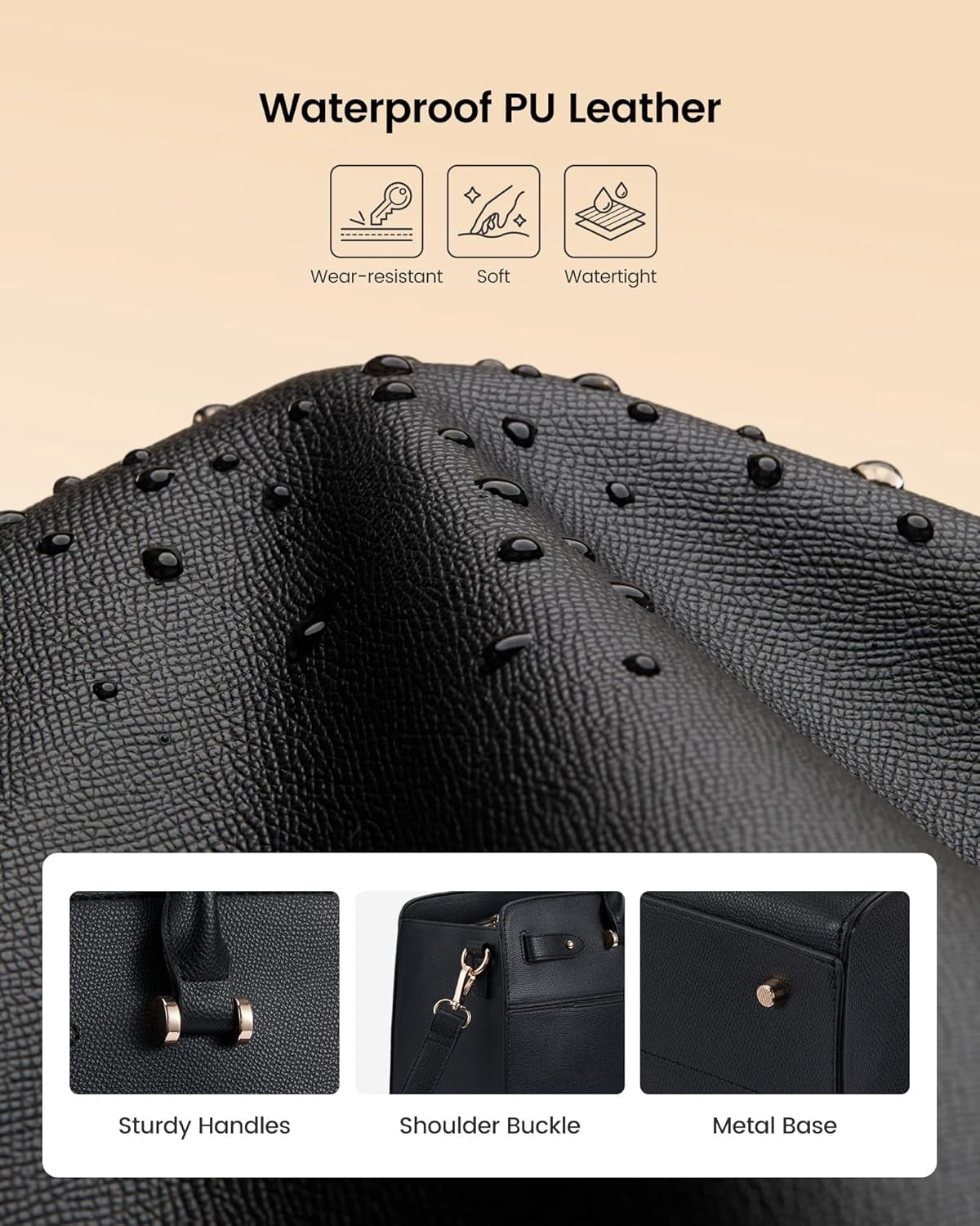 LOVEVOOK Laptop Tote Bag for Women, PU Leather Work Bag Waterproof Briefcase Handbag for Teacher Business with Silk Scarf