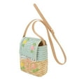 thumbnail image 1 of Bolso de hombro de paja para niñas, bolso de mano tejido bohemio para niños, bolso de mano de ratán de verano Azul, 1 of 9