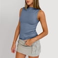 thumbnail image 5 of Lumtrix Boat Neck Tank Tops For Women Seamless Shirts Cute Casual Basic Sim Fitted Summer Going Out Crop Tops Sky Blue L, 5 of 6