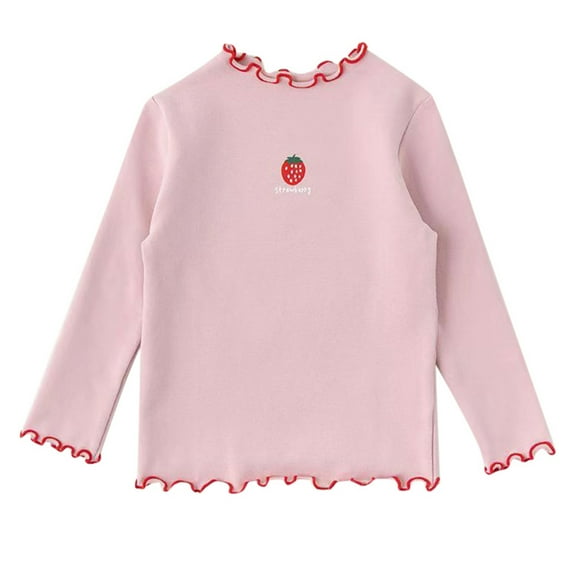Hifoo Toddler Girls Long Sleeve Ruffle Cotton T-Shirts Print Top Shirts Casual Blouse Cute Child Dailywear