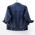 thumbnail image 4 of 2025 Women's Denim Jackets,Women's 3/4 Sleeve Colored Cropped Denim Jacket Light Wash Jacket Coat, 4 of 4