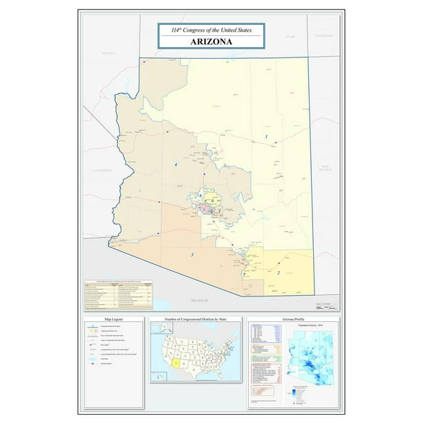 Arizona Congressional District Map (114th Congress) 12 Inch By 18