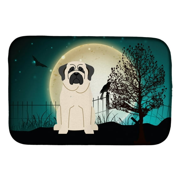 Halloween Scary Mastiff White Dish Drying Mat