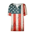 thumbnail image 5 of Cavosen Plus Size Short Sleeve Tops for Women V Neck Dressy Patriotic Tee Red White and Blue Button Down Graphic Shirt Summer Basic Tops, 5 of 5