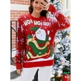 thumbnail image 2 of Suéter divertido de Papá Noel con diseño de Feliz Navidad, jersey de punto rojo, jersey feo de Navidad negro para mujer, talla grande XL, 2XL, 3XL, 2 of 4